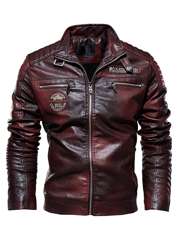 Casual Windproof Men's Leather Jacket Men's Pu Leather Jacket Motorcycle Clothing Padded Leather Jacket Men Jacket Men