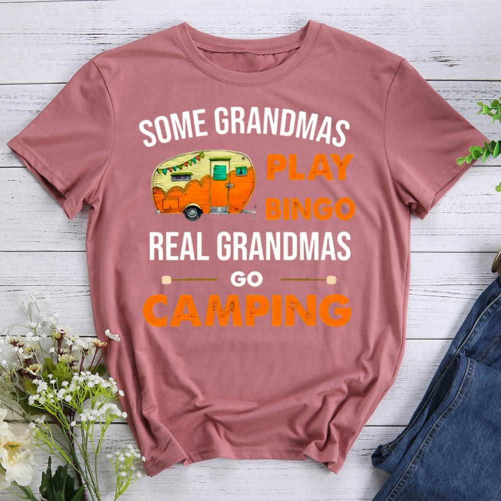 some grandmas play bingo real grandmas go camping Round Neck T-shirt-0022504-Guru-buzz