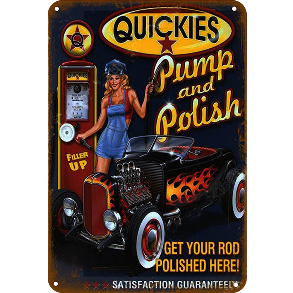 Gas Girl and Car Metal Signs 8*12Inch