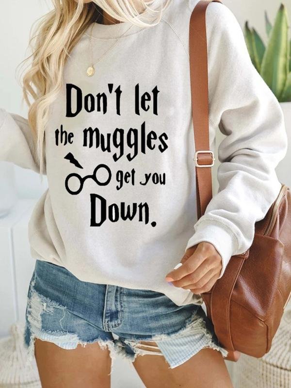 Casual Letters Printed Thick Pullover - Modakawa