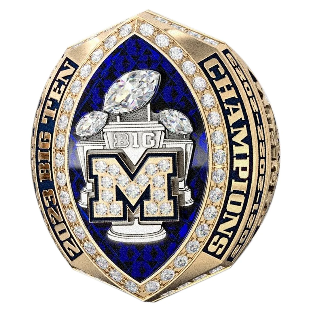2023 Michigan Wolverines Back To Back To Back Football Big Ten National Team Ring-Official Version