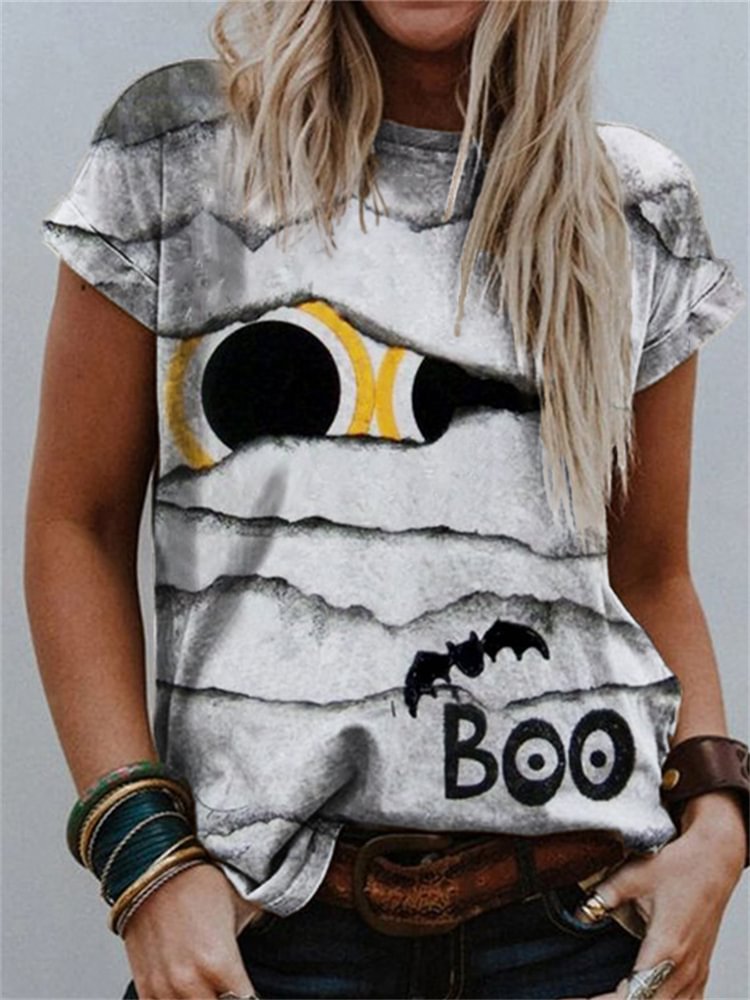 Vefave Halloween Mummy Inspired Boo T Shirt