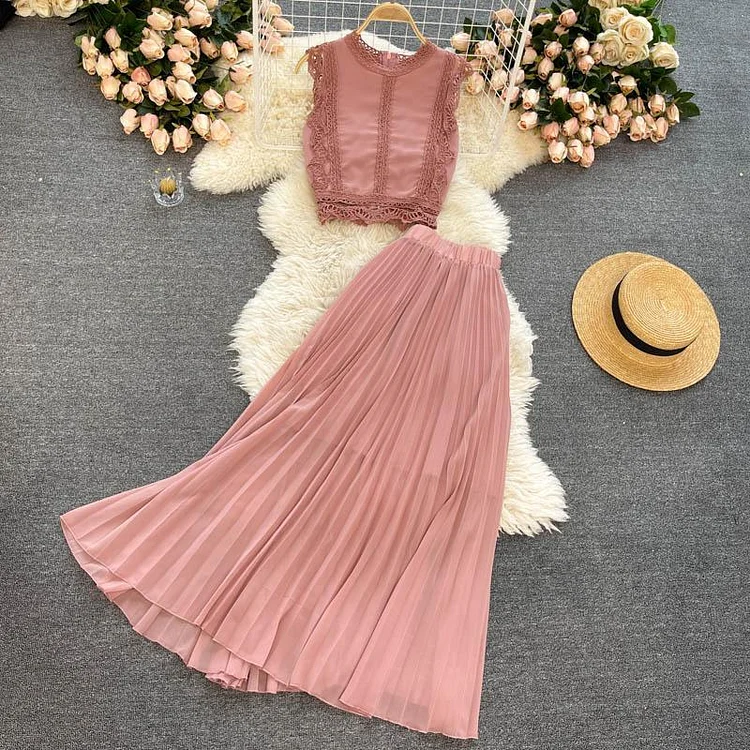 Elegant Sleeveless Two-Piece Set P11400