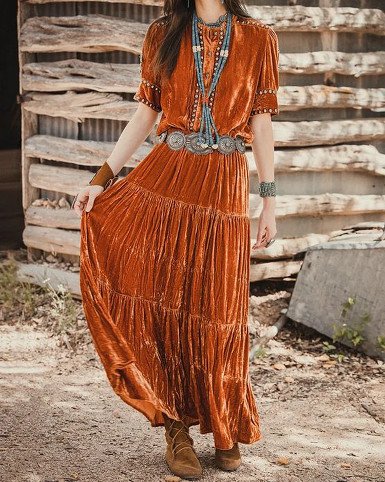 Vintage western velvet dress ec33