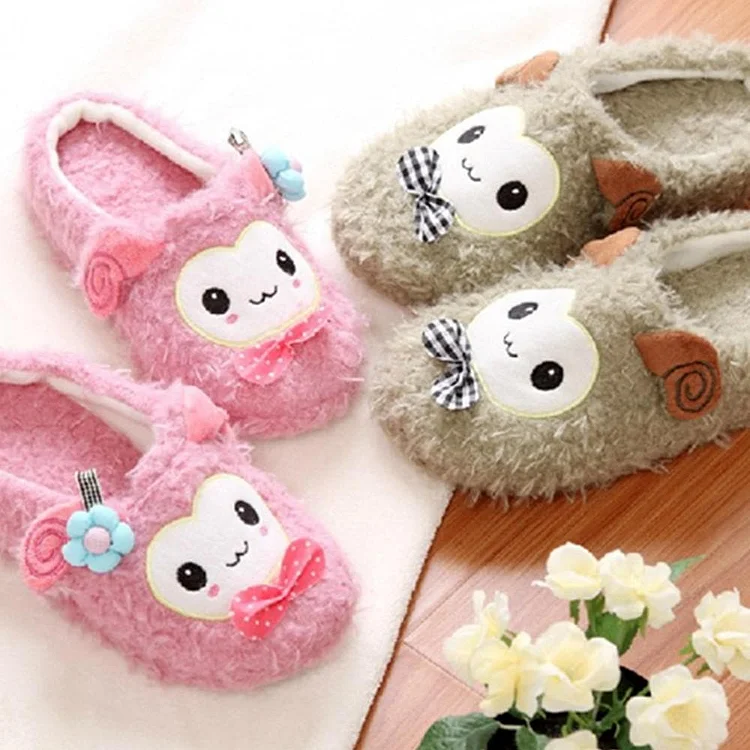 4 colors Kawaii Cutie Animal Alpaca Fleece Home Slippers SP153521