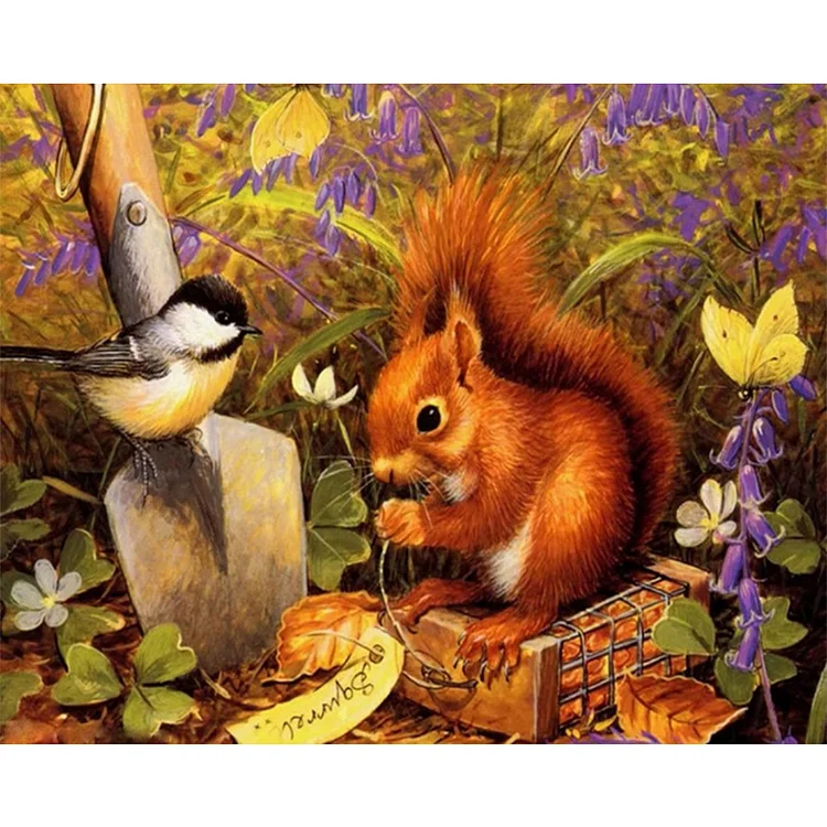 Squirrels And Birds 50*40CM (Canvas) Full Round Drill Diamond Painting gbfke