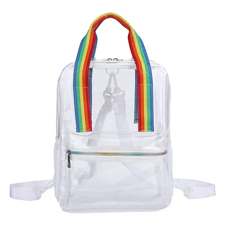 Clear PVC Women Backpack Waterproof Candy Color Schoolbag (Multicolor)