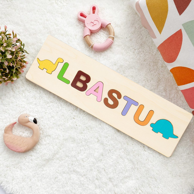 Puzzles bébé nom personnalisé avec animal Jouets d'apprentissage précoce Jessemade FR