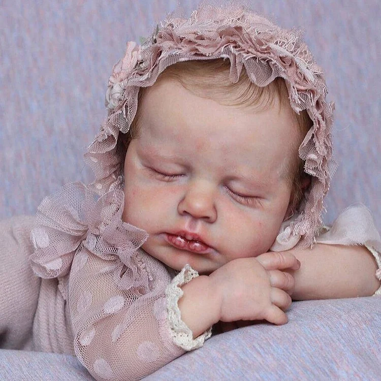  20" Cute Handmade Silicone Sleeping Reborn Baby Girl Doll Jessica with “Heartbeat” and Coos - Reborndollsshop®-Reborndollsshop®