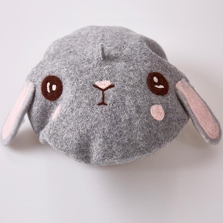 White/Grey Kawaii Bunny Beret SP1711331