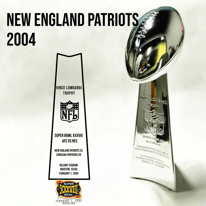 [NFL]2004 Vince Lombardi Trophy, Super Bowl 38, XXXVIII New England Patriots