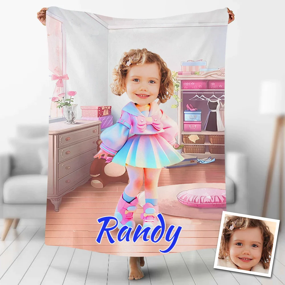 Custom Blankets Personalized Little Girl In Dress Blanket