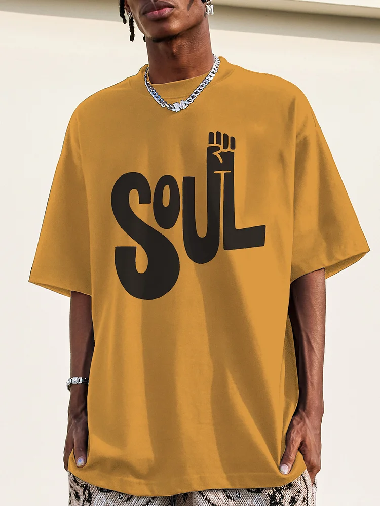 Men's Soul And Fight Graphic Print Cotton Casual T-Shirt