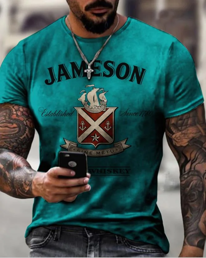 James Irish Whiskey Print Short Sleeve T-Shirt