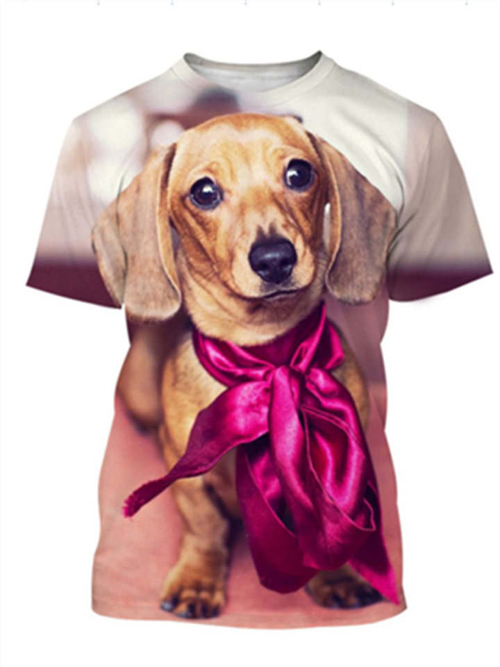 Dog Print Tops Summer Casual Short Sleeve 3D Digital T-shirt S M L XL 2XL 3XL 4XL 5XL-JRSEE