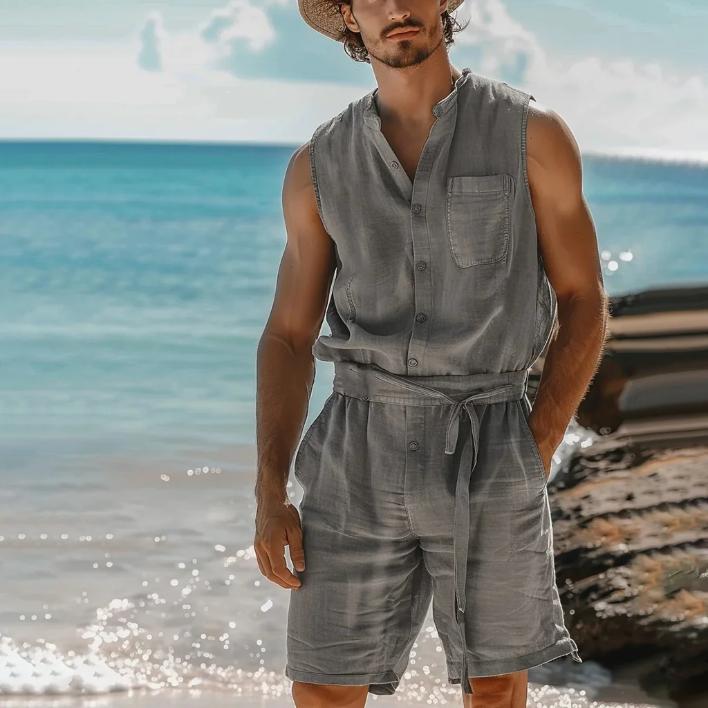 Men's Linen Jumpsuit-inspireuse