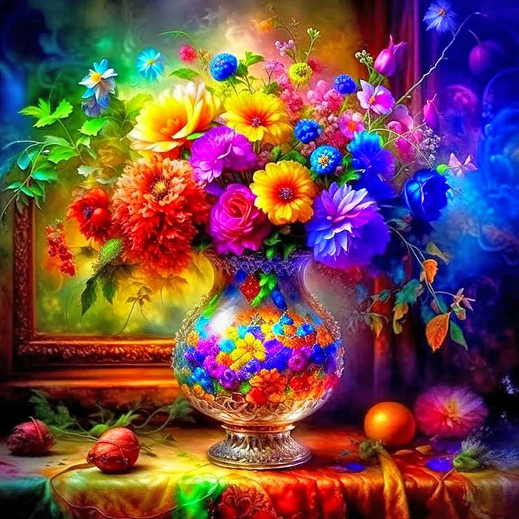 Colorful Oil Painting Flowers 40*40CM (Canvas) Full Round Drill Diamond Painting gbfke