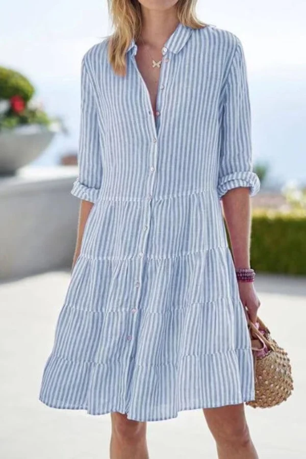 Women's Long Sleeve Striped Shirt Dress