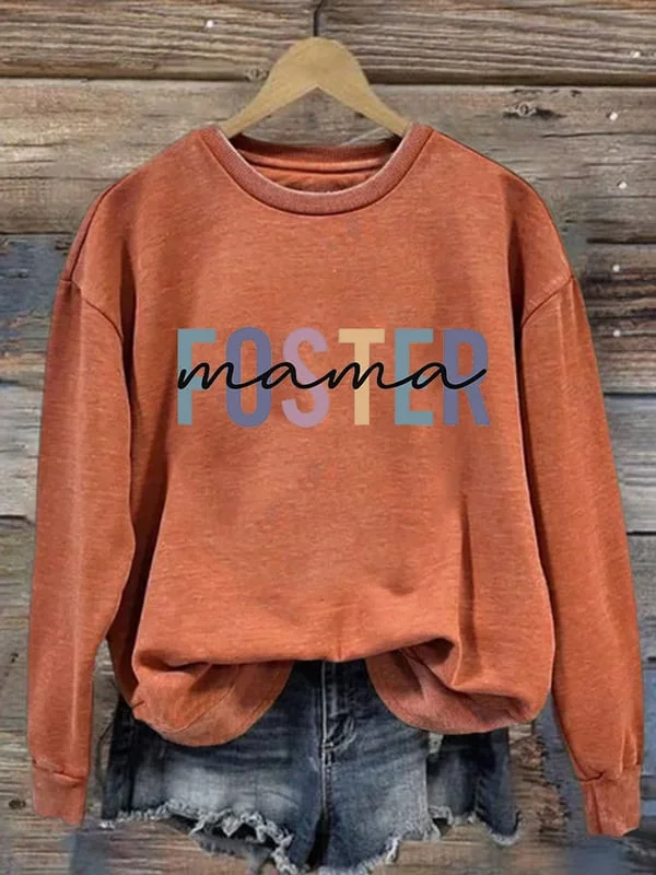 Women's Casual Foster Mama Printed Long Sleeve Sweatshirt