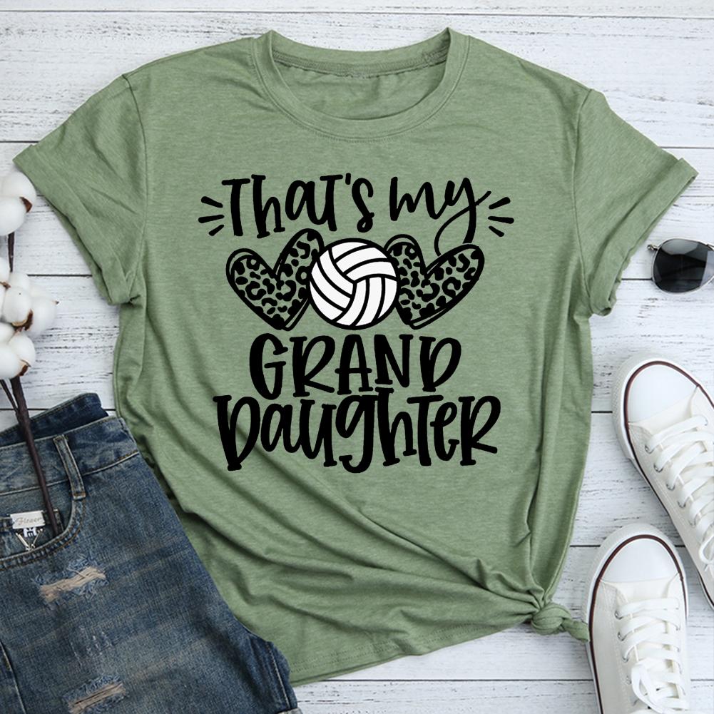 That's My Granddaughter Volleyball Round Neck T-shirt-Guru-buzz