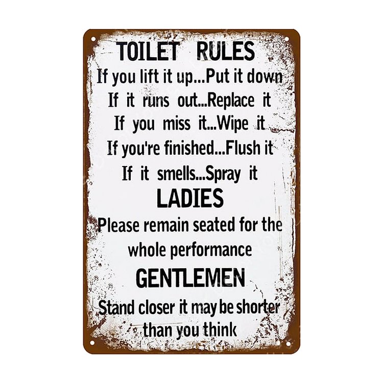 Toilet Rules - Vintage Tin Signs/Wooden Signs - 20*30cm/30*40cm