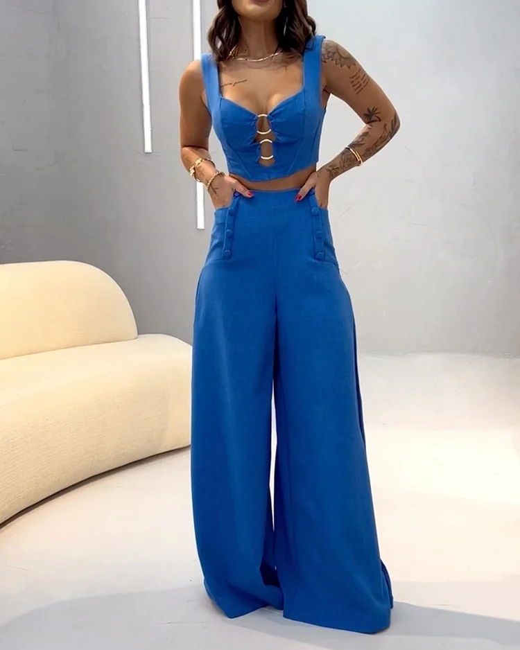 Designer Top and Loose Pants Set