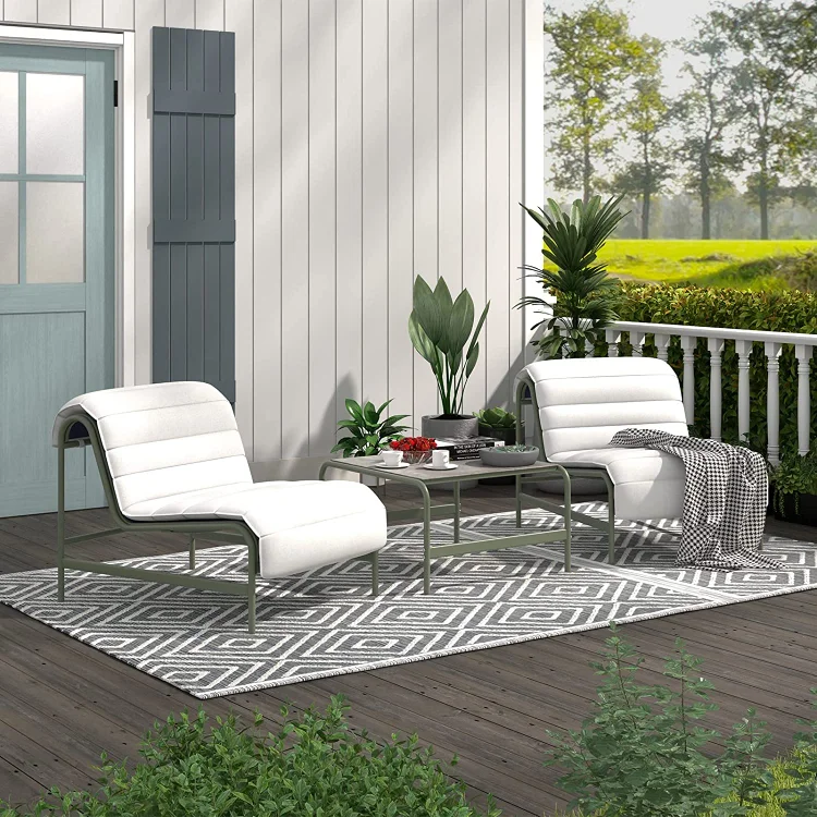 GRAND PATIO Conversation Patio Furniture Set 3 Piece, Lounge Chair and Side Table, Outdoor Indoor Use Weather-Resistant Backyard Porch Garden Poolside Balcony Light Green