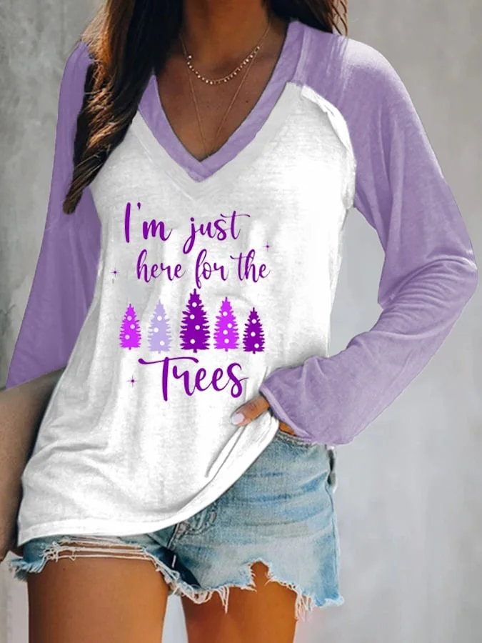 Purple Christmas Print T-Shirt socialshop
