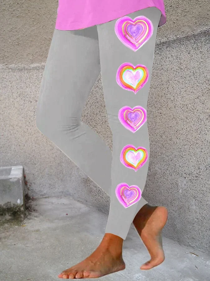 Women's Valentine's Day Heart Print Leggings socialshop