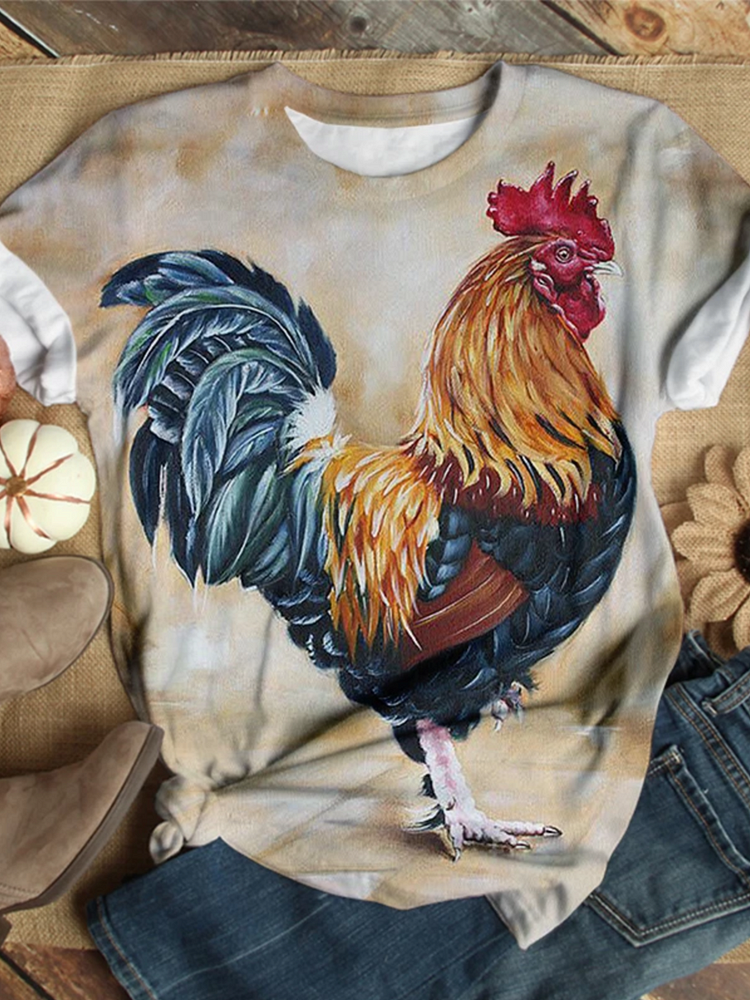Bestdealfriday Short Sleeve Crew Neck Printed Casual Shirts Tops 8784792