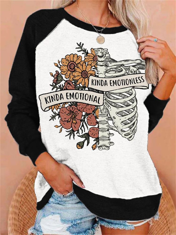 Vefave Kinda Emotional Kinda Emotionless Contrast Sweatshirt