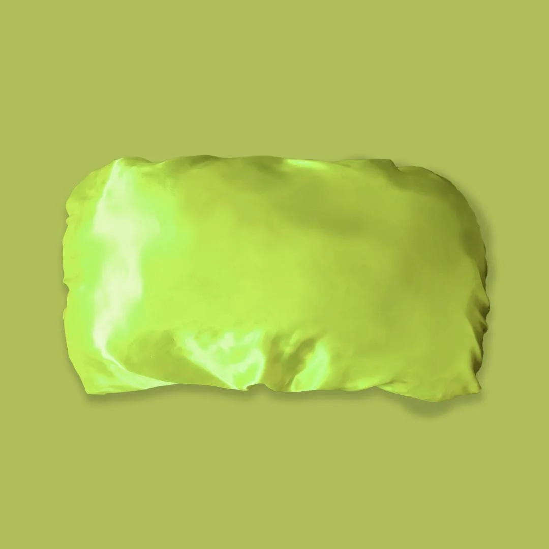 Reversible Bilayer Satin Pillow Bonnet-Lime Green