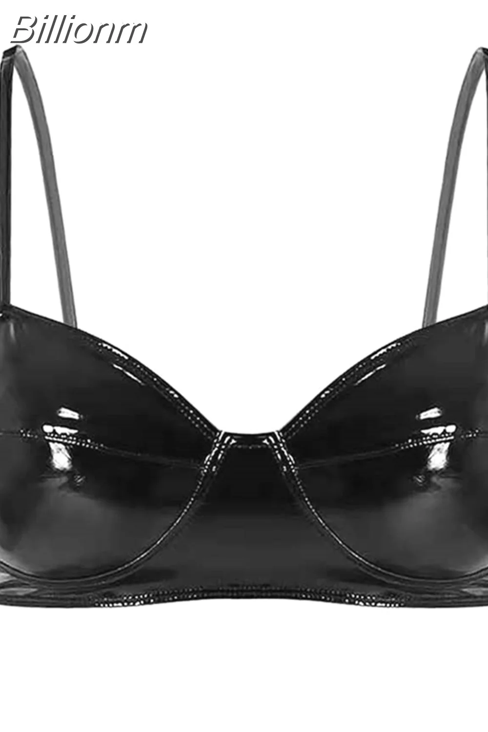 Billionm Women Sexy Lingerie Fetish Wetlook Leather Bra Adjustable