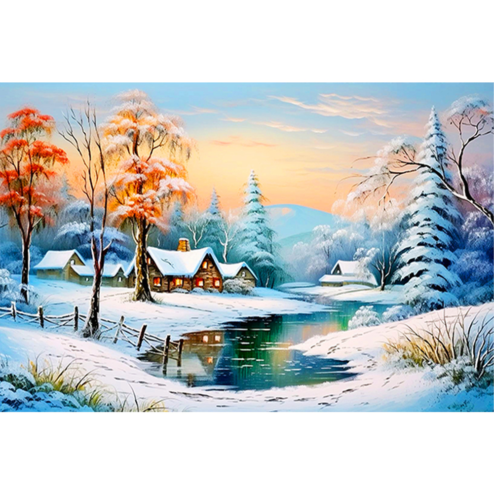 DIAMOND PAINTING KIT FULL DRILL SQUARE MOUNTAIN RIVER 60X40 CM