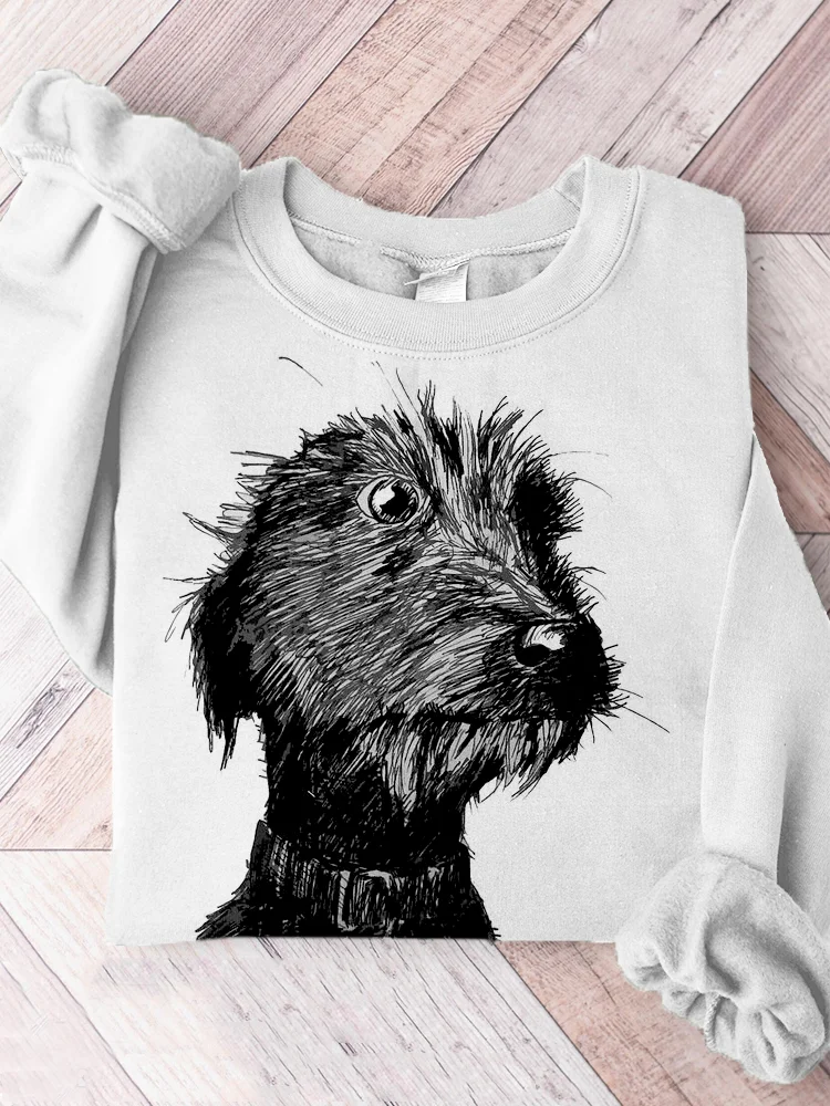 Black Fluffy Puppy Art Comfy Sweatshirt