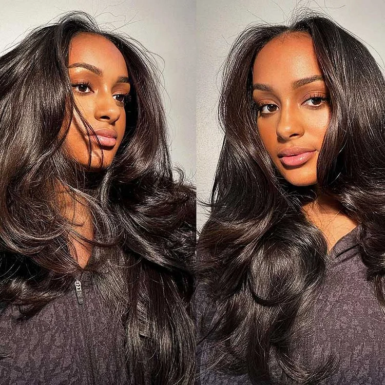 13x4 Glue Free Body Wave Front Lace Wig Real Hair 180% Density 22 Inch Natural Color