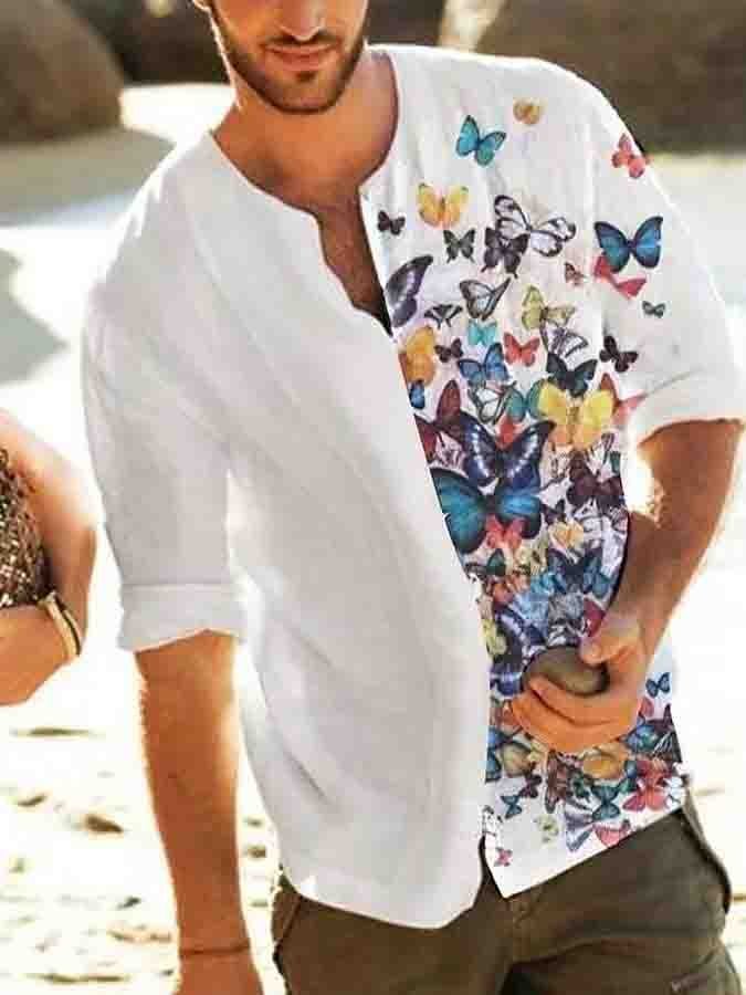 Men's Butterfly Printed Casual Shirt