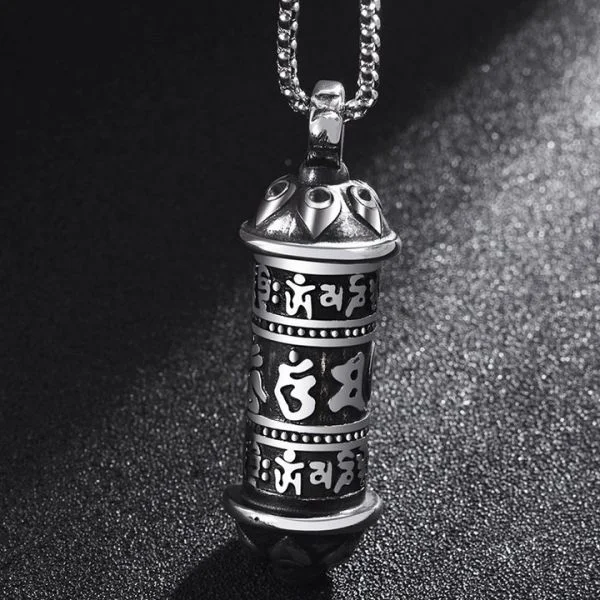 Sterling Silver Buddhist Mantra Storage Pendant Necklace
