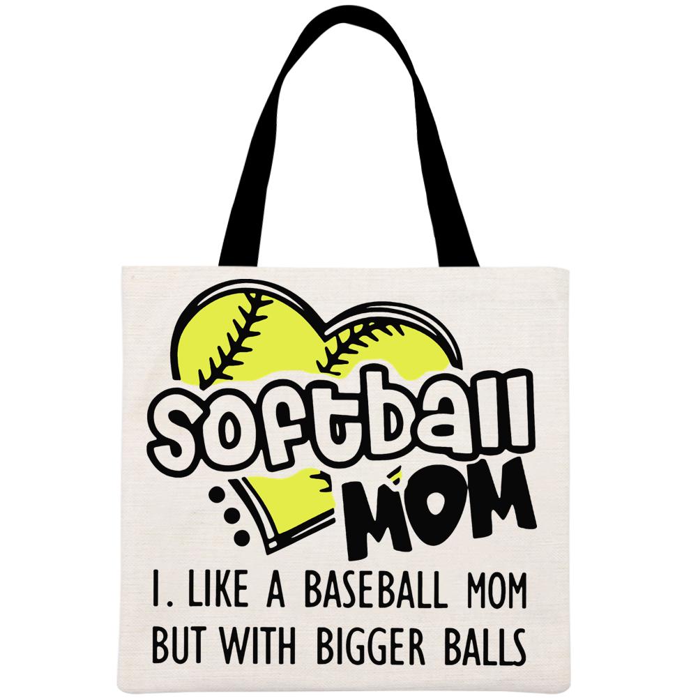 Softball Mom Printed Linen Bag-Guru-buzz