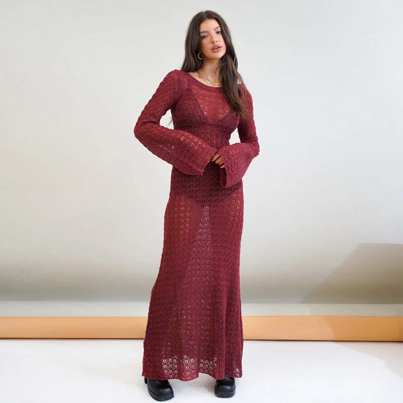 UForever21 Back To School Y2K Off The Shoulder Women Dress 2023 Summer Knit Colored Striped Long Sleeve Female Dresses Elegant  Beach Lady Maxi Robe