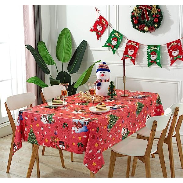 DUOFIRE Christmas Tablecloth, Rectangle Tablecloth Christmas