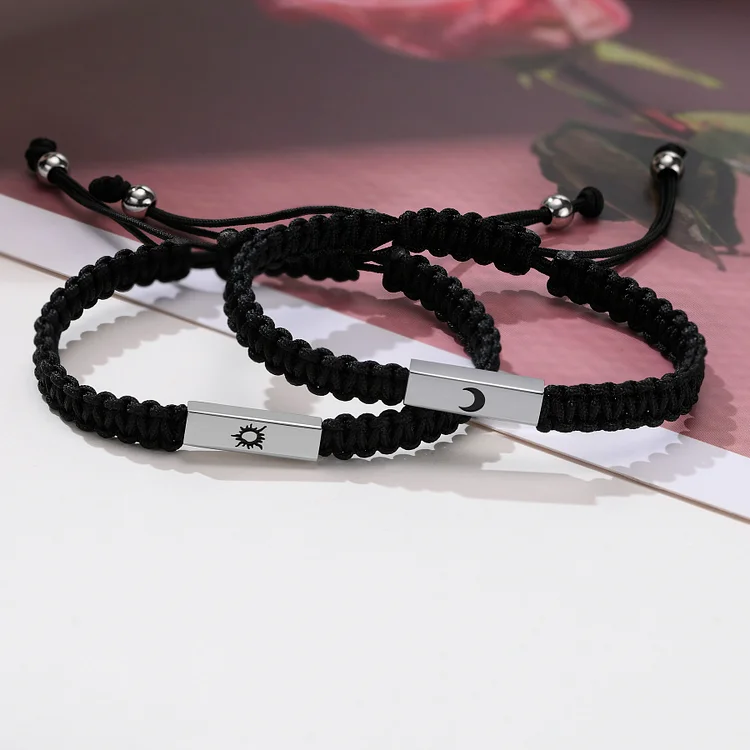 Fashion Braided Rope Stainless Steel Set Bracelet