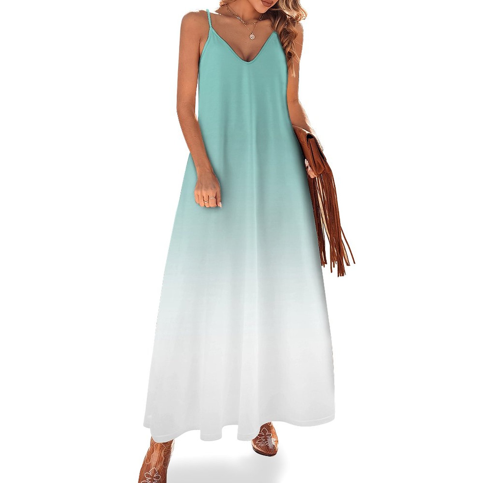 ombre dress casual V-neck Ombre Chiffon Maxi Dress With Belt, Casual Midi Dresses 2025 Spring Summer Dresses 2025