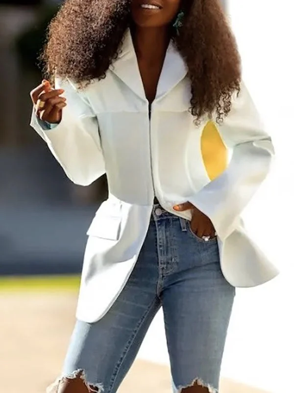 Pure Color Split-Front Zipper Long Sleeves Skinny Notched Collar Outerwear Jackets
