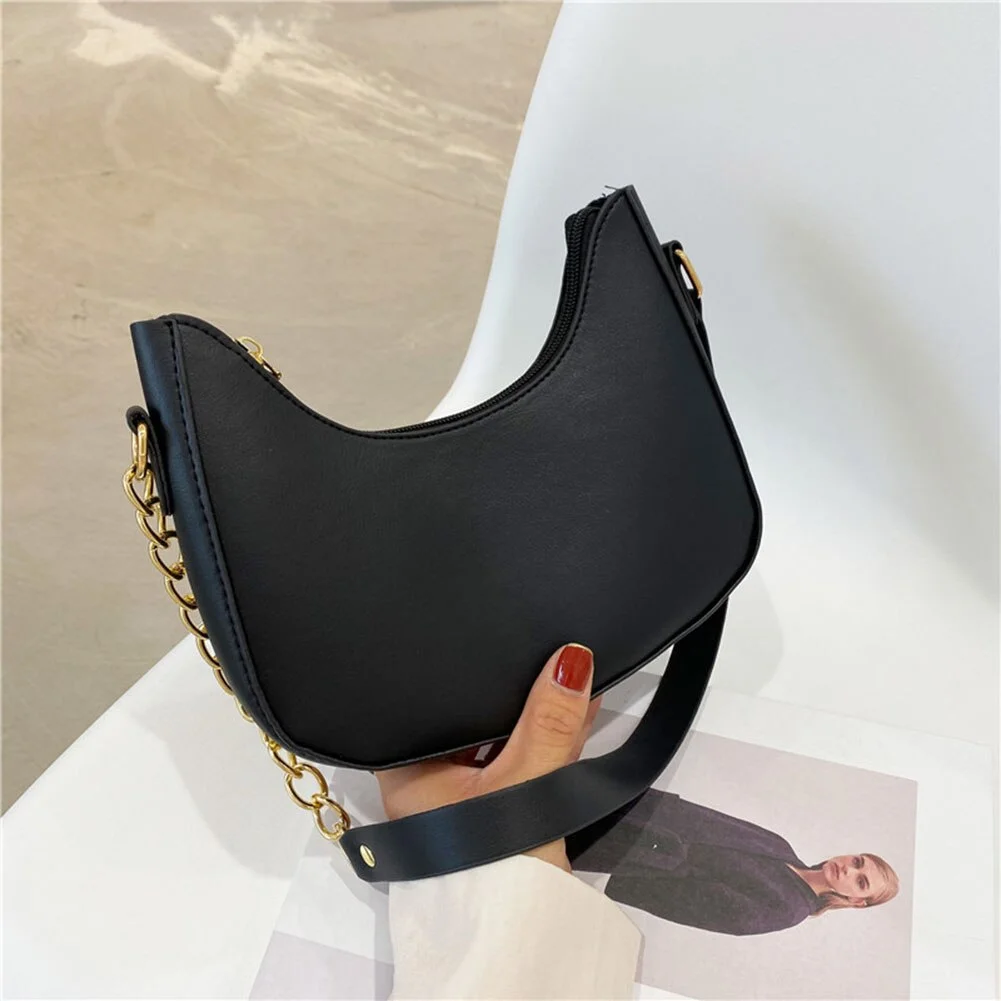 Pongl Women's Bag Trend 2021 Soft Handbag Leather Elegant Shopper Purse Shoulder Saddle Hobos Bag Solid Color Small Top-Handle Bag