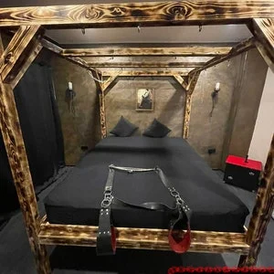pornhint Pornhint Walnut BDSM Bed! Wood Bondage BED - Very Strong BDSM Bed.