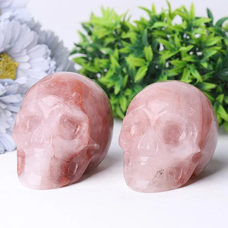 3.5" Fire Quartz Skull Crystal Carvings