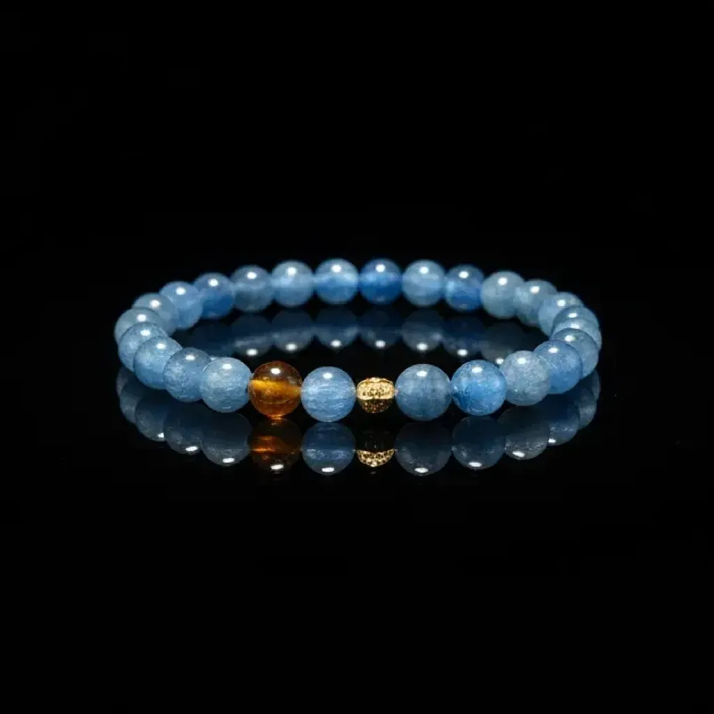 JiStones Azure Mist Natural Blue Crystal Bracelet | Handcrafted Gemstone Jewelry