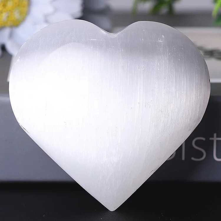 3" Selenite Heart Shape Carving Bulk