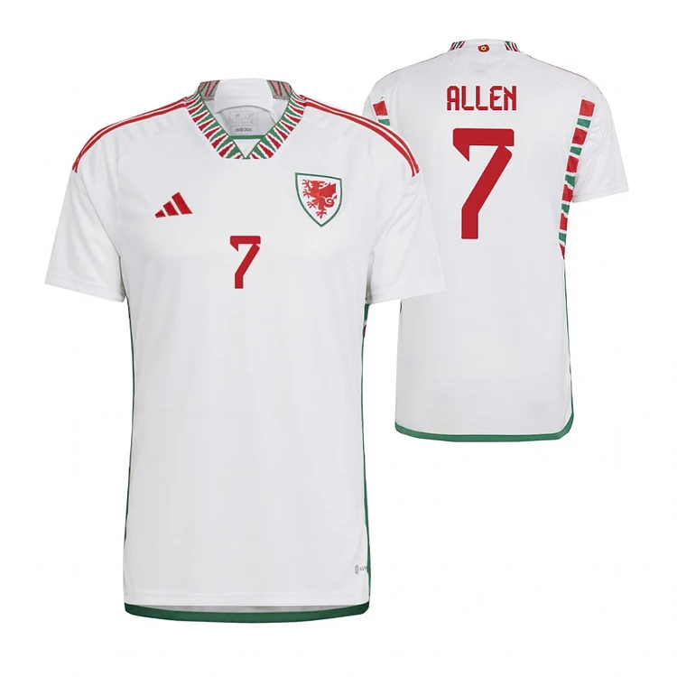 Wales Joe Allen 7 Away Shirt Kit World Cup 2022